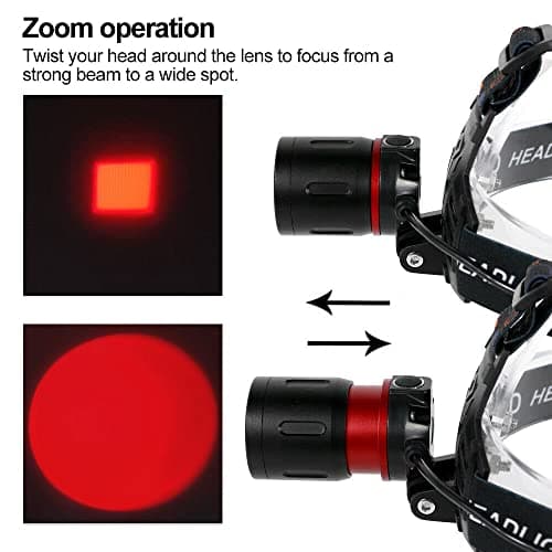 WESLITE Head Torch Red Light, Red LED Hunting Headlamp USB Rechargeable Super Bright Head Light with Red Filter Zoomable for Hunting, Night Photography, Astronomy, Stargazing, Night Vision — view 5