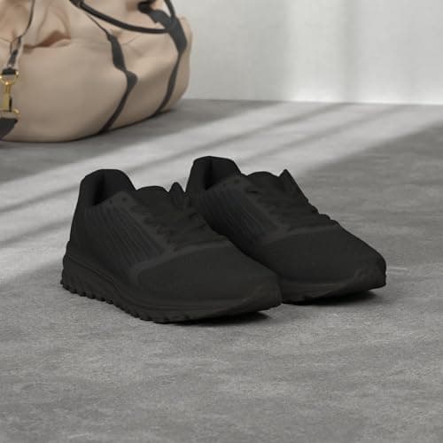 WHITIN Women Men Trainers Walking Size 5 Nonslip Cushion Jogging Running Athletic Gym Sport Tennis Breathable Sneakers All Black EU 38 — view 2