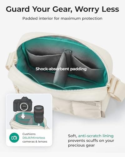 bagsmart 2 in 1 Puffy Camera Bag Small Camera Sling Bag DSLR/SLR/Mirrorless Shoulder Bag Shockproof Crossbody Photography Camera Case for Photographers — view 3