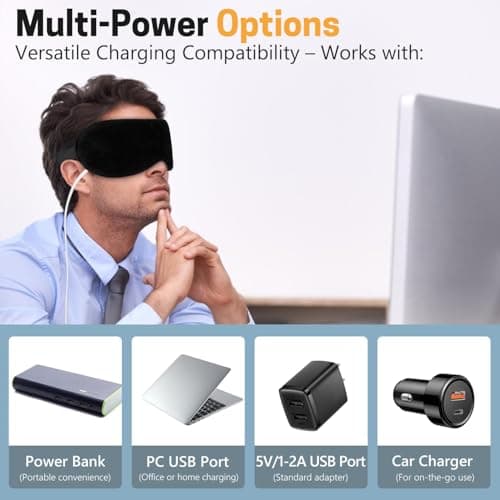 GNEGNI LIFE Heated Eye Mask,Smart Temperature&Timer Control, USB Soft Cotton Warm Eye Compress, for Dry Eyes, Blepharitis, Dark Circles and Sleep&Travel（Black） — view 6