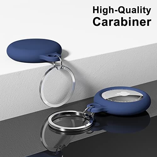 Oakxco for Airtag Keychain Silicone, Airtag Holder with Key Ring, Air Tag Cover Cute Accessories for Kids, Luggage, Car Dog Collar, Car, Compatible with Apple Airtag Case Waterproof Tracker, Navy Blue — view 4