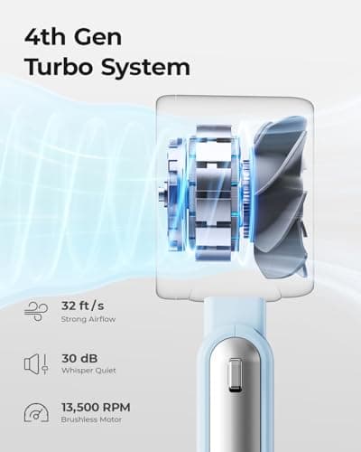 Bearwind Portable Handheld Turbo Fan, 5-Speed High Airflow, 4000mAh Battery — view 4