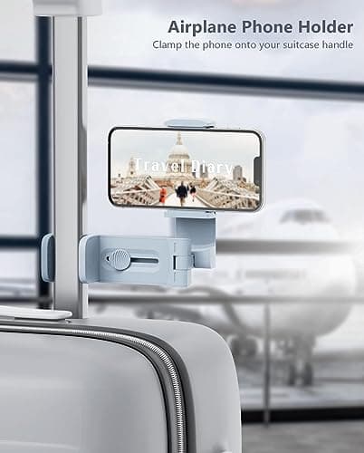 MiiKARE Portable Airplane Phone Holder-360° Rotation Phone Holder for Plane,Hands-Free Travel Essentials for Flying,Foldable Pocket-size Phone Stand Holiday Essentials Compatible iPhone&Android-Blue — view 2