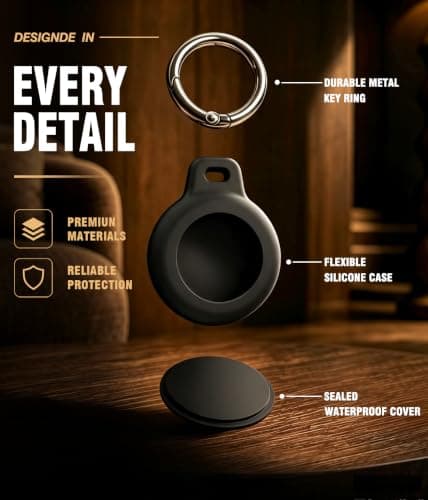 Tecolu for AirTag Holder Keyring, IPX8 Waterproof Case for AirTag 2nd/1st — view 2