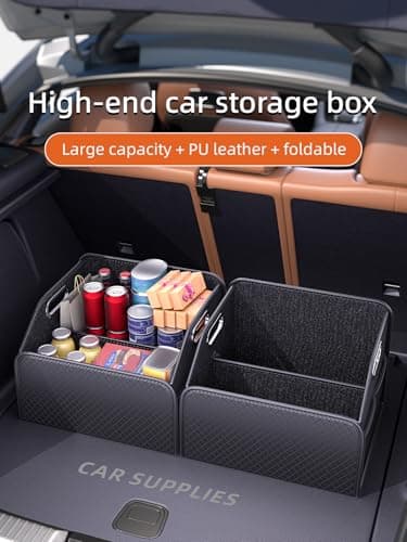 Qirc PU Leather Car Boot Organiser, Foldable Boot Storage Tidy Box for SUVs — view 2