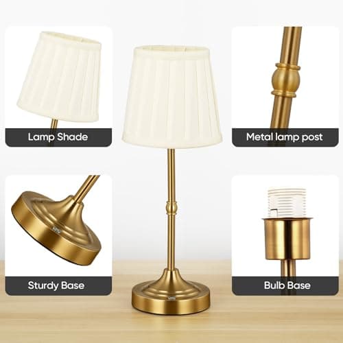 Rechargeable Table Lamp,6500mAh Cordless Touch Bedside Lamp,Battery Operated Night Light with Fabric Shade,Stepless Dimmable Portable Table Lamps for Living Room Dining Room Bedroom Bar Kitchen — view 6