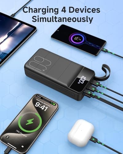 PDBEST 60000mAh Portable Power Bank Fast Charging with 3-in-1 Cable — view 5