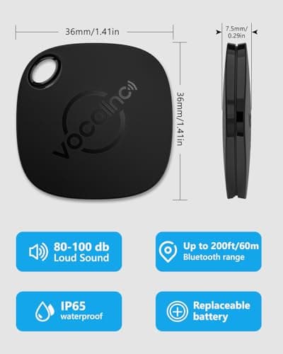 VOCOlinc Air Tracker Tag Key Finder 2 Pack, Luggage Tracker Compatible with Apple Find My App (iOS Only, not Support Android), Battery Replaceable, Bluetooth Item Locator for Keys, Suitcases, Bags — view 6
