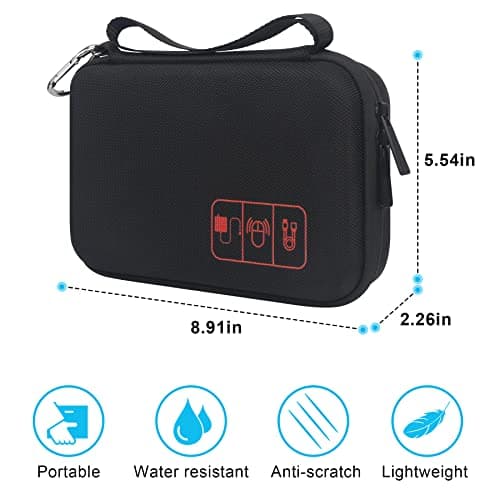 Elonbo Hard Travel Cords Organizer Universal Small Electronic Accessories Carrying Bag for Chargers MacBook Adapter Magic Mouse Apple Pencil Flash Disk Tech Portable Storage Bag, Black — view 4