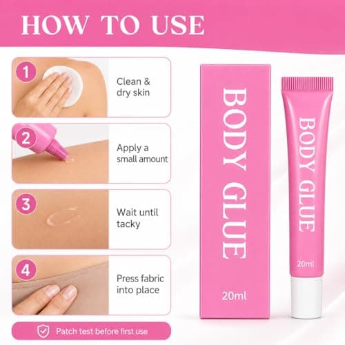 Body Glue - Clear Invisible Body Glue for Clothes & Compression Stockings- Invisible Clothing Adhesive for Straps, Low Collars, Dresses, Dancewear, Parties, Travel & Events — view 5