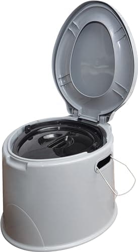Aidapt Portable Loo Toilet Commode with Seat, Removable Bucket with Lid, Hinged Lid, Toilet Paper Holder, and Carry Handle – Ideal for Indoor & Outdoor Use, Camping, Festivals