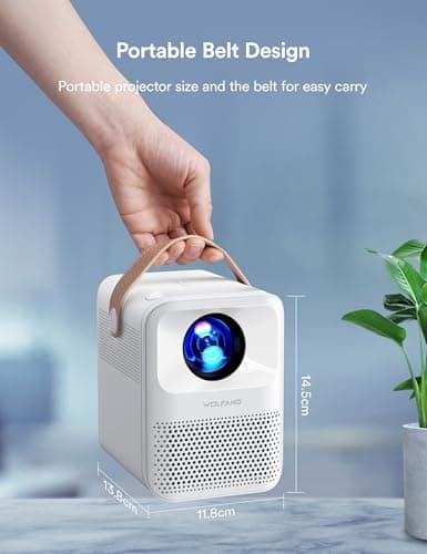 Portable Projector, WOLFANG 4K Mini Projector 5G WiFi Bluetooth, 15000L 200" Display Home Theater Movie Projector, Phone Video Projector Compatible with iOS/Android/HDMI/PC/TV Stick/USB/PS5 — view 5