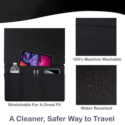 Generic Unisex Airplane Tray Table Cover, Black, Foldable Fabric Seat Back Organizer With Pockets, Reusable Tray Table Cover With Tablet Pocket, Soft Storage For Travel And Airplane Use — view 2