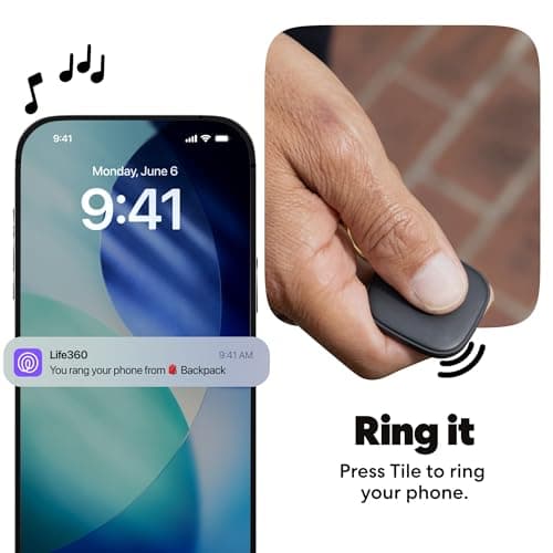 Life360 Tile - Bluetooth Tracker, Keys Finder and Item Locator for Keys, Bags and More. Phone Finder. Both iOS and Android Compatible. 1-Pack (Black) — view 5
