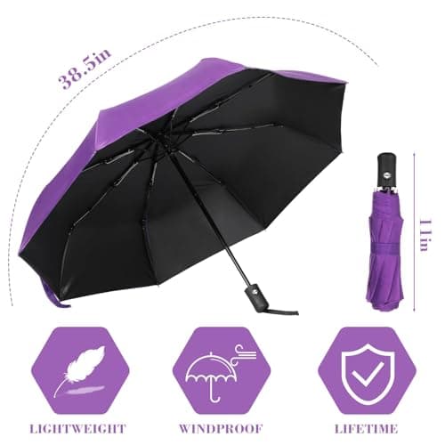 Kajaia 4 Pack Umbrellas Compact Windproof, Automatic Open and Close Folding Rain Umbrella Collapsible for Men Women Travel, Purple, 38.5 inches — view 2