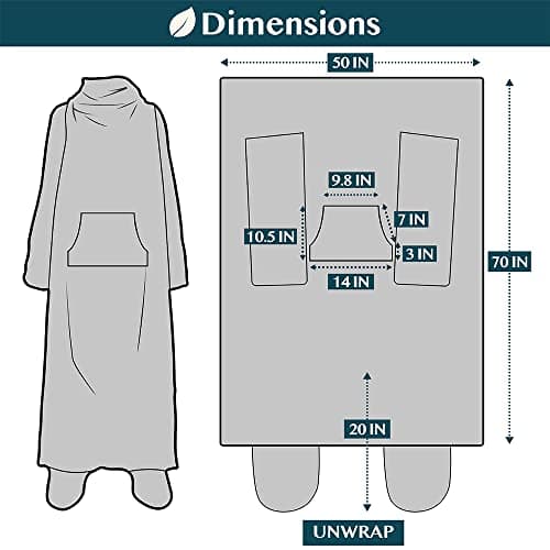 PAVILIA Fleece Blanket with Sleeves, Foot Pockets for Women Men Adults, Plush Wearable Blanket Throw Wrap, Warm Snuggle Blanket Robe, Cozy Gift Ideas Wife Mom, Mustard Yellow — view 6