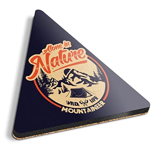 1 x Triangle Coaster - Camping Mountaineer Mountain Tent Cork Backed MDF Glossy Tea Coffee Accessory #14754