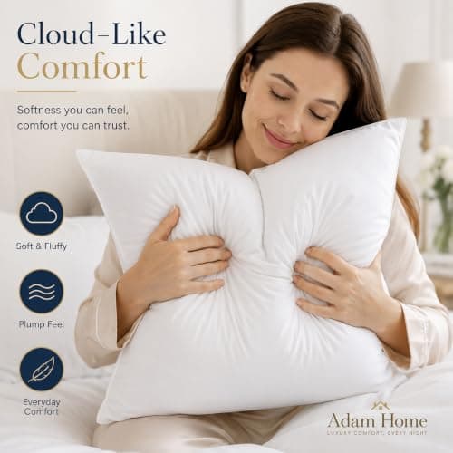 Adam Home Pillows 4 Pack Hotel Quality Side Sleeper Bounce Back Bed Pillow Quick rebound, Dust Proof Resistant Premium Filled Down Pillows Pack of 4 — view 3