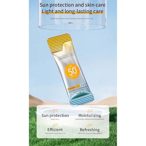 Pack of 50 Travel Size Sun Protection, Mini Sun Cream, Sweat-resistant and Extra Waterproof, Sunscreen Lotion with UVA/UVB Protection, Sunscreen with SPF 50+, for On the Go (3 Pieces) — view 5