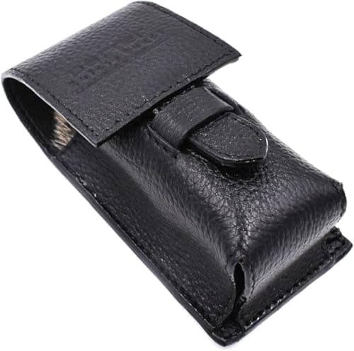 Parker Safety Razor Genuine Leather Travel Shave Brush Case (Black)