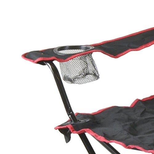 just be... Camping Chair – Lightweight, Foldable & Portable Outdoor Seat with Armrests, Cup Holder & Carry Bag | For Adults & Kids | Garden, Beach, Festival & Fishing – Black/Red Trim — view 4