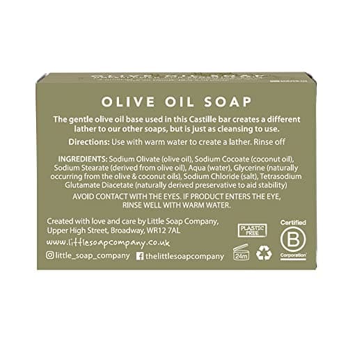 Little Soap Company Olive Oil Soap Bar, 100g | Unperfumed, Natural, Vegan, Cruelty-Free & Eco Friendly | Body, Face & Hand Soap Bar for Sensitive Skin | Nourishing Olive Oil, No SLS & Parabens — view 3