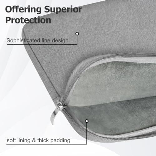 Flintronic Laptop Sleeve for 15.6 Inch, Portable Water Resistant Mens Lap-top Bag with Pockets and Compartments, Compatible with MacBook, Asus, Dell, HUAWEI 15.6 Inch Laptop (Light Gray) — view 5