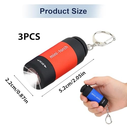 ingoodtle 3 Pack Mini Keyring Torch Rechargeable USB Keychain Flashlight — view 6