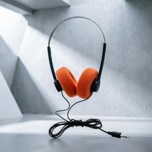 Fxieng Orange Retro Over-Ear Headphones,Wired Stereo Headphones, HiFi Stereo Sound, Lightweight Portable with Adjustable Headband, Comfortable Headset for Travel & Daily Use — view 3