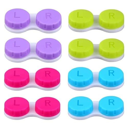 8 Packs Contact Lens Cases, Contact Lenses Holder Box with Left/Right Caps for Home Travel Outdoor