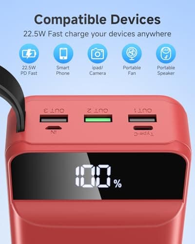 PDBEST 22.5W Fast Charging Power Bank 60000mAh USB-C Portable Charger — view 3