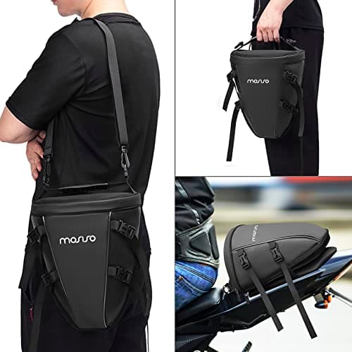 MOSISO Motorcycle Tail Bag Multifunctional Waterproof Saddle Bag, Black — view 5