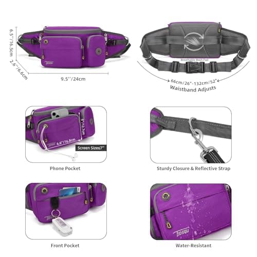 TUDEQU Large Hiking Waist Pack | Dog Walking Fanny Pack | Bum Bag for Men — view 2