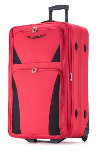 DK Luggage 28" Large Lightweight Suitcases Expandable Trolley case with 2 Wheels DK16 Red