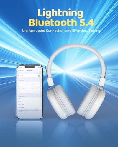 awatrue Kids Headphones Wireless, 50H Playtime, Safe Volume 85/94dBA, Foldable & Stereo Sound, Bluetooth 5.4 Over Ear Kids Bluetooth Headphones for Girls/Boys/Teens/School, White — view 6