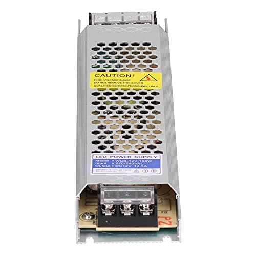 Cocoarm Regulated Switching Power Supply, Aluminum Alloy Voltage Converter 150W 12.5A AC to DC for LED Strip Light Bar Signboard Fabric Light Box Use (WCB-12V-150W)