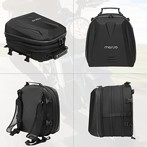 MOSISO Motorcycle Tail Bag, Motorcycle Backpack Helmet Bag, Black — view 5