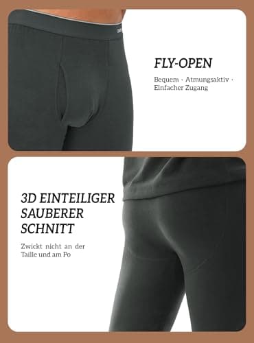 DAVID ARCHY Men's Thermal Set Contain Wool and Mulberry silk Blend Warm Luxuriously Soft Moisture-wicking Base Layer Underwear Set, Bottoms with Open Fly Suitable 14°F to 32°F — view 5