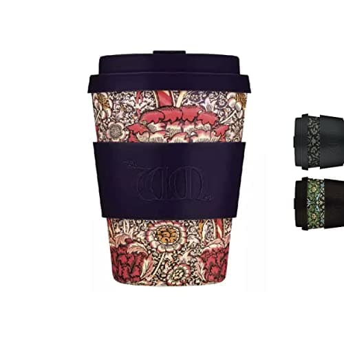 12oz 350ml William Morris Reusable Eco-Friendly 100% Plant Based Coffee Cup - Melamine Free & Biodegradable Dishwasher/Microwave Safe Travel Mug, Wandle