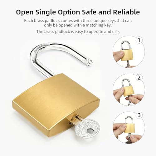 4 Pcs Padlocks with Keys, Suitcase Locks for Luggage Backpacks Travel Bags Gym Locker (48mm, Gold) — view 5
