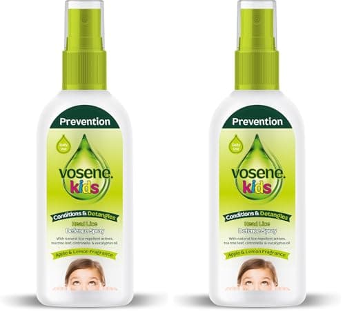Vosene Kids Apple & Lemon Head Lice Defence Spray 150ml, Conditioning and detangling Natural Head lice Repellent with Tea Tree Leaf, citronella and Eucalyptus Oil, Helps to Keep headlice at Bay.
