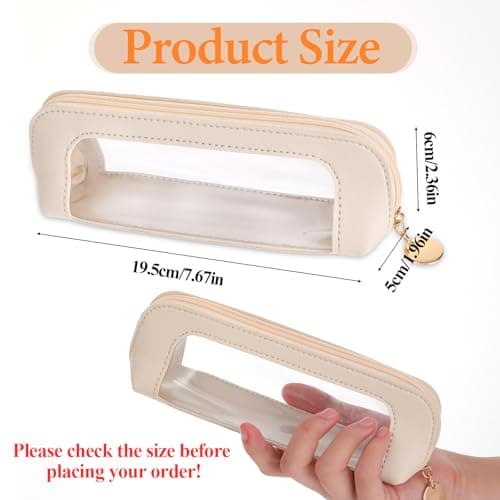 Small Clear Makeup Bag, PU Leather Travel Makeup Brush Case — view 2