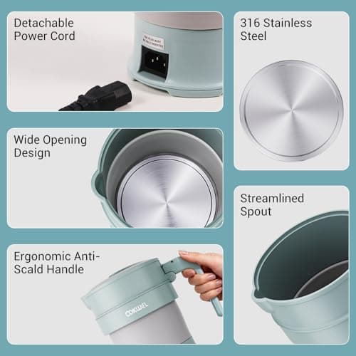Collapsible Electric Travel Kettle, 0.7L Foldable Portable Water Boiler — view 6
