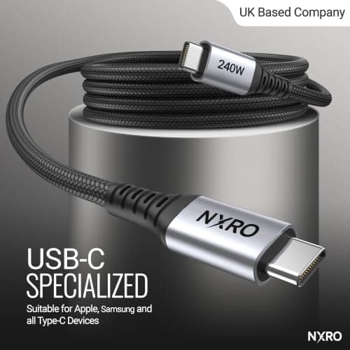 NXRO 240W USB C to USB C Cable [2-Pack 2m] USB C Charger Cable, Nylon Type C Charger Cable Fast Charging for iPhone 17 16 15 Pro Max, MacBook Pro/Air, iPad Pro, Samsung Galaxy S25 S24, Switch 2 — view 3