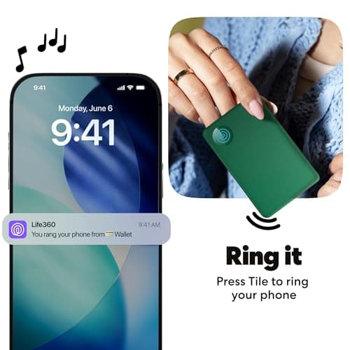 Life360 Tile Slim - Wallet Finder, Bluetooth Tracker and Item Locator for Luggage Tags, Passports and More. Both iOS and Android Compatible. Phone Finder. 1-Pack (Green Surf) — view 5