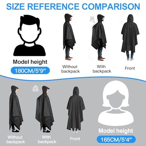 Waterproof Poncho Adult, Rain Poncho for Camping Fishing Hunting Festival — view 6
