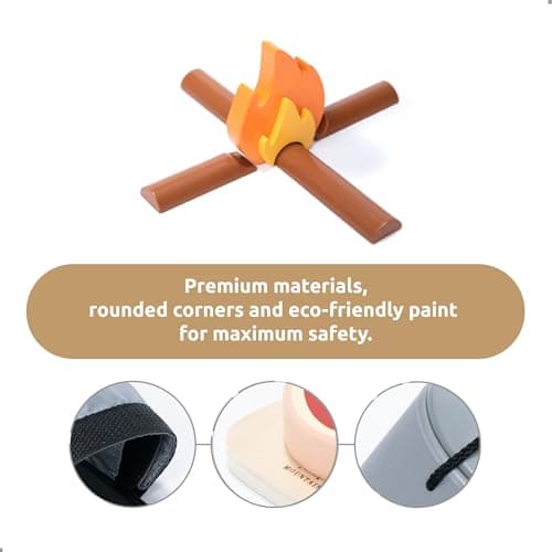 UMU® Camping Game for Kids Made of Wood with Campfire, Lantern, Knife, Axe and More, Adventure Role Play Toys, 45 Piece Set for 3 4 5 Year Old Girls and Boys — view 2