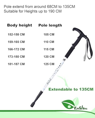 Hikehobby® Antishock With Handle Trekking Walking Hiking Stick Pole (Silver) — view 6