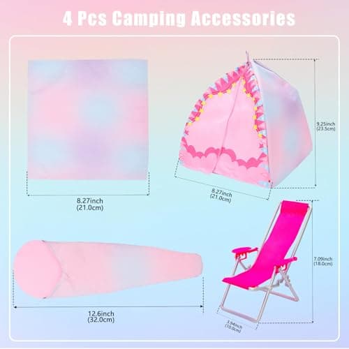 Miunana 34 Doll Travel Camping Tent Playset Accessories for 11.5 Inch Dolls — view 3