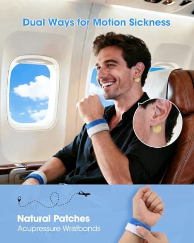 MQ 28ct Sea Sickness Patches & 1Pair Bracelets, Travel Sickness Patch with Motion Sickness Wristbands, Travel Essentials for Cruise & Flight Non-Drowsy, 72h Long-Lasting — view 3